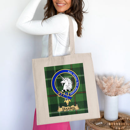 Daniel Clan Scottish Tartan Crest Unique Tote Bag - Living Stone Gifts