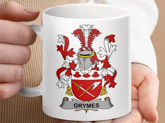 Grymes Surname Irish Family Crest Mug - Celtic Ancestry Gifts