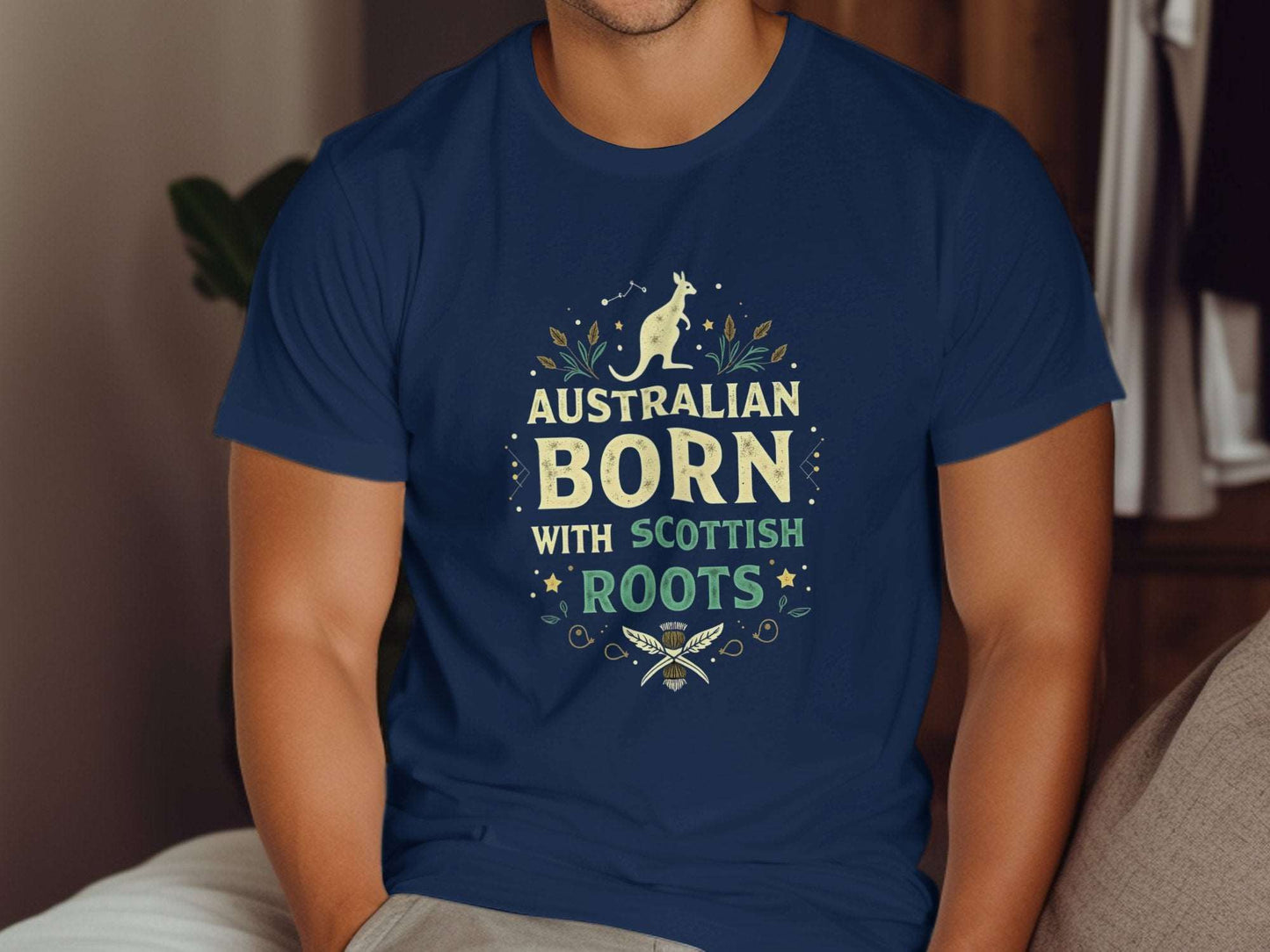 Australian Born With Scottish Roots Vibrant T-Shirt - Living Stone Gifts