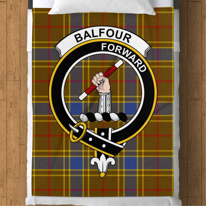 Balfour Clan Crest Forward Tartan Throw Blanket - Living Stone Gifts