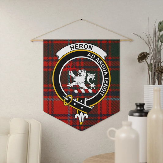 Heron Clan Crest Red Tartan Wall Hanging Product
