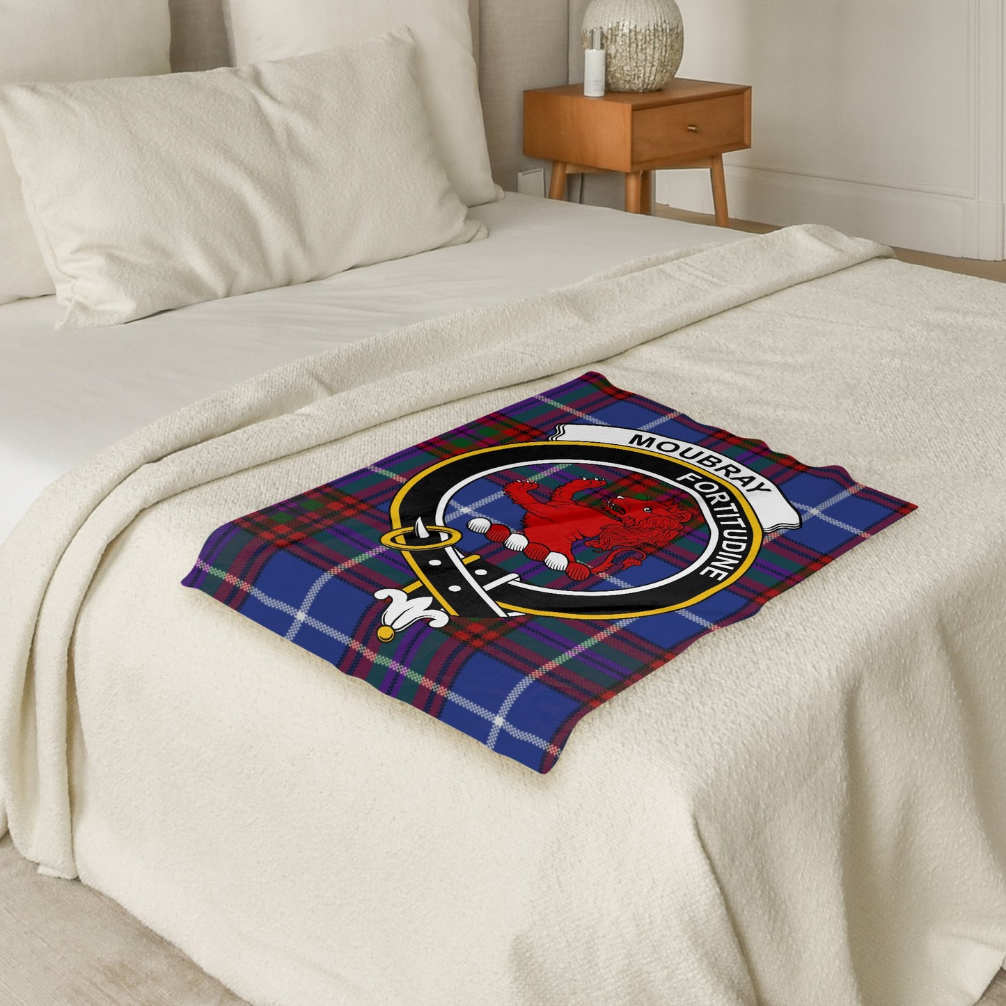 Scottish Clan Moubray Fortitudine Tartan Throw Blanket - Living Stone Gifts