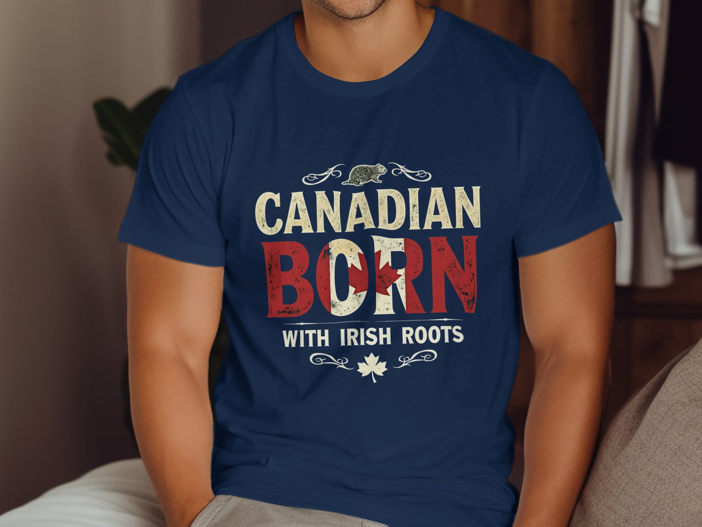 Patriotic Canadian Born with Irish Roots Graphic T-Shirt - Living Stone Gifts