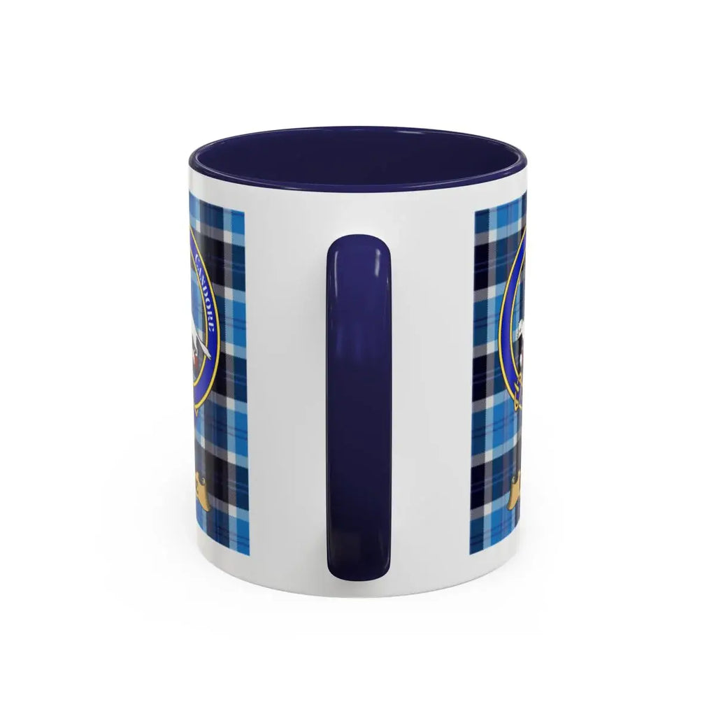 Blue Plaid Design Mug with Custom Logo Imprint