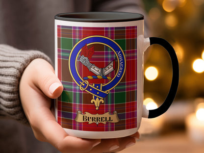 Burrell Tartan Pattern Family Crest Design Mug - Living Stone Gifts