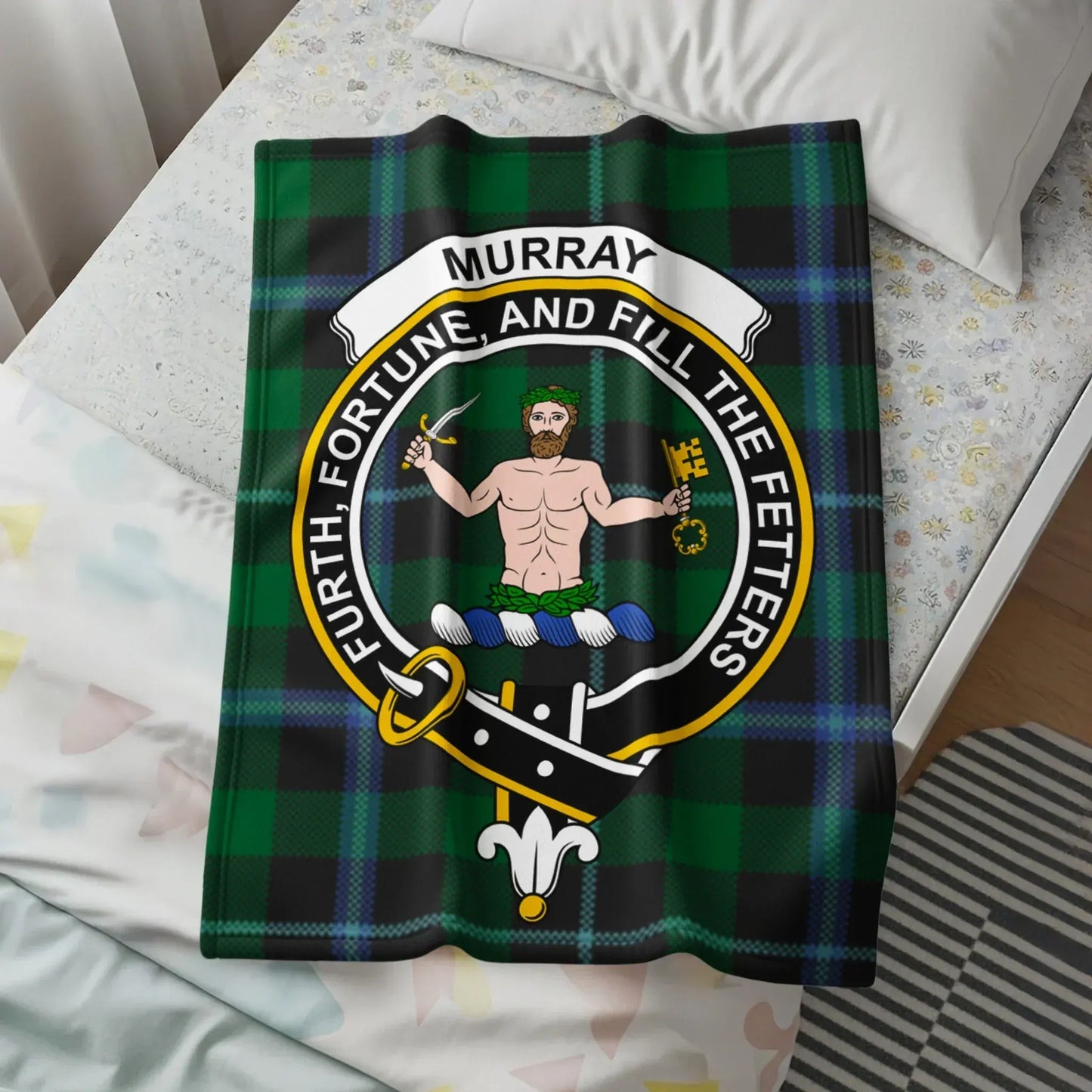 Murray Family Crest Tartan Blanket Cozy Bedding product