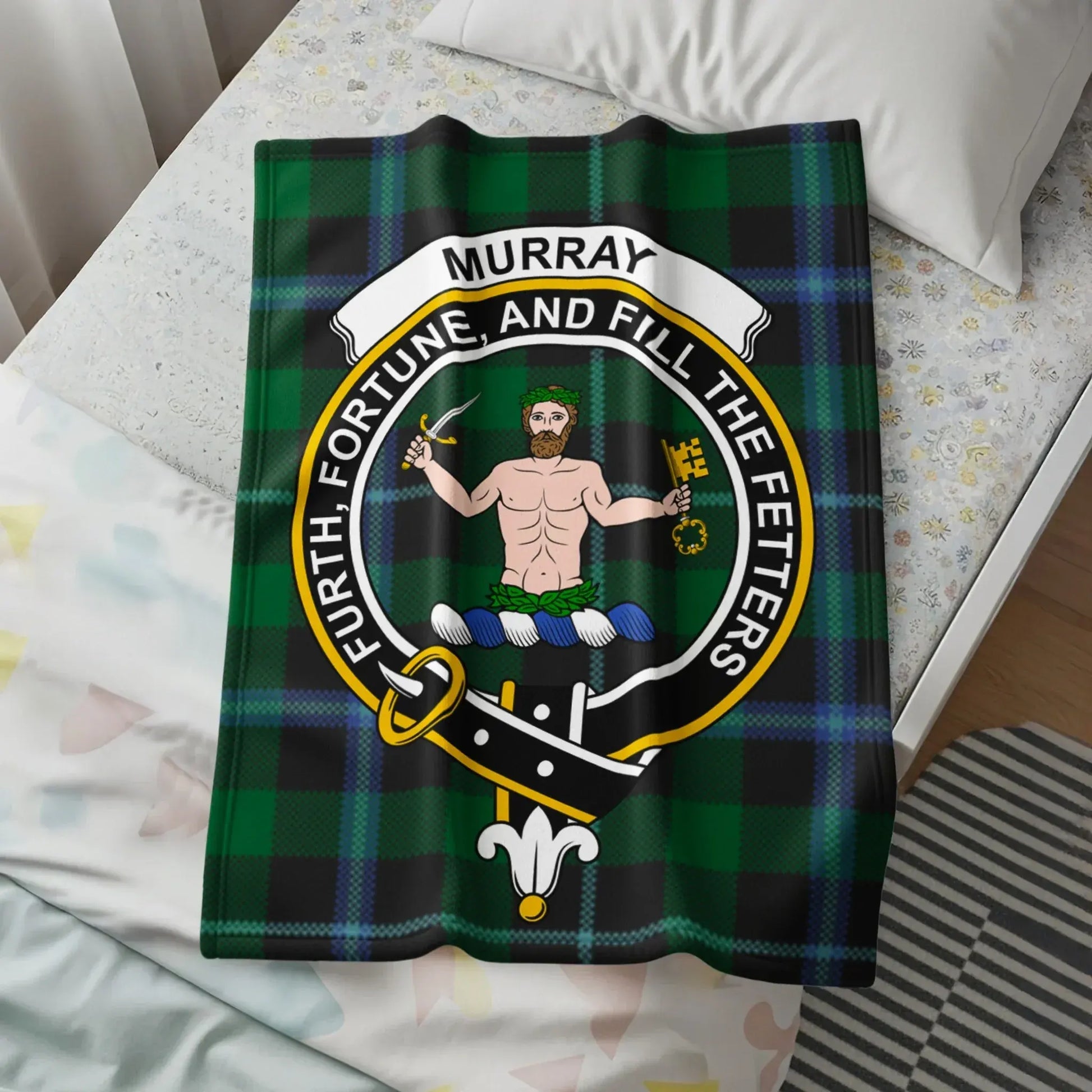 Murray Family Crest Tartan Blanket Cozy Bedding product