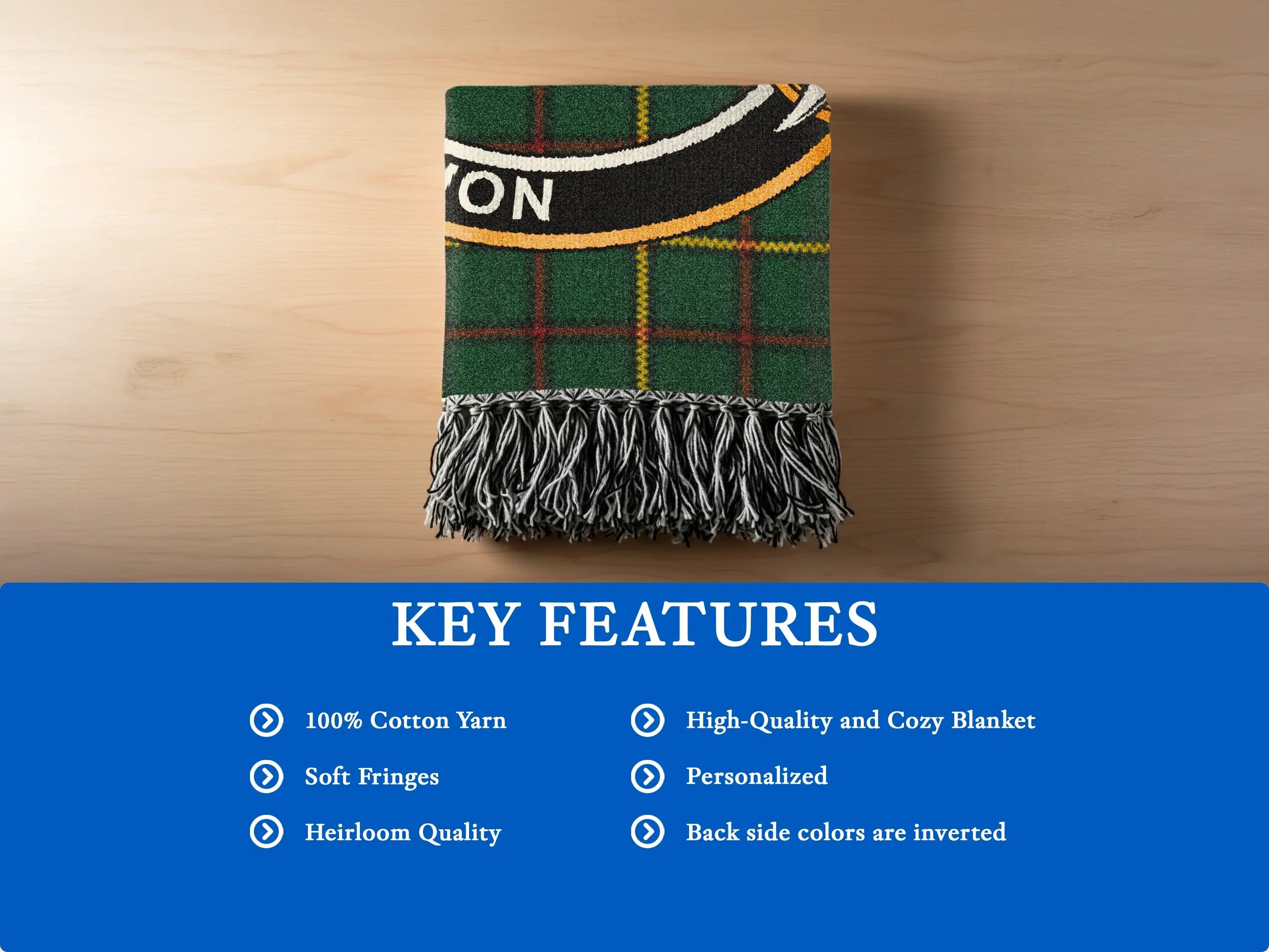 High-Quality Personalized Cozy Fringed Blanket