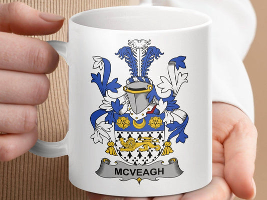 McVeagh Surname Irish Family Crest Mug - Celtic Ancestry Gifts
