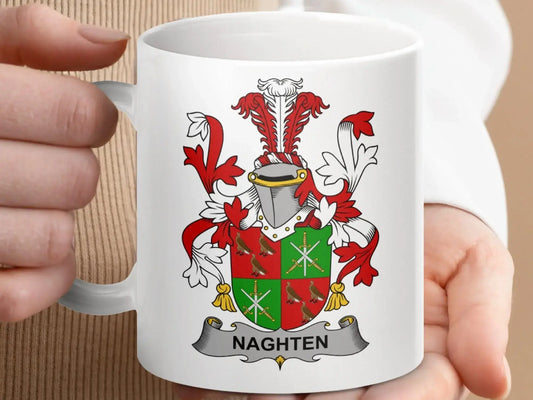 Naghten Family Crest Heraldic Emblem Mug - Celtic Ancestry Gifts
