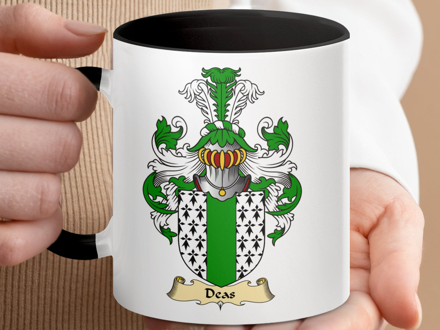 Deas Scottish Clan Heraldic Coat of Arms Accent Mug - Living Stone Gifts