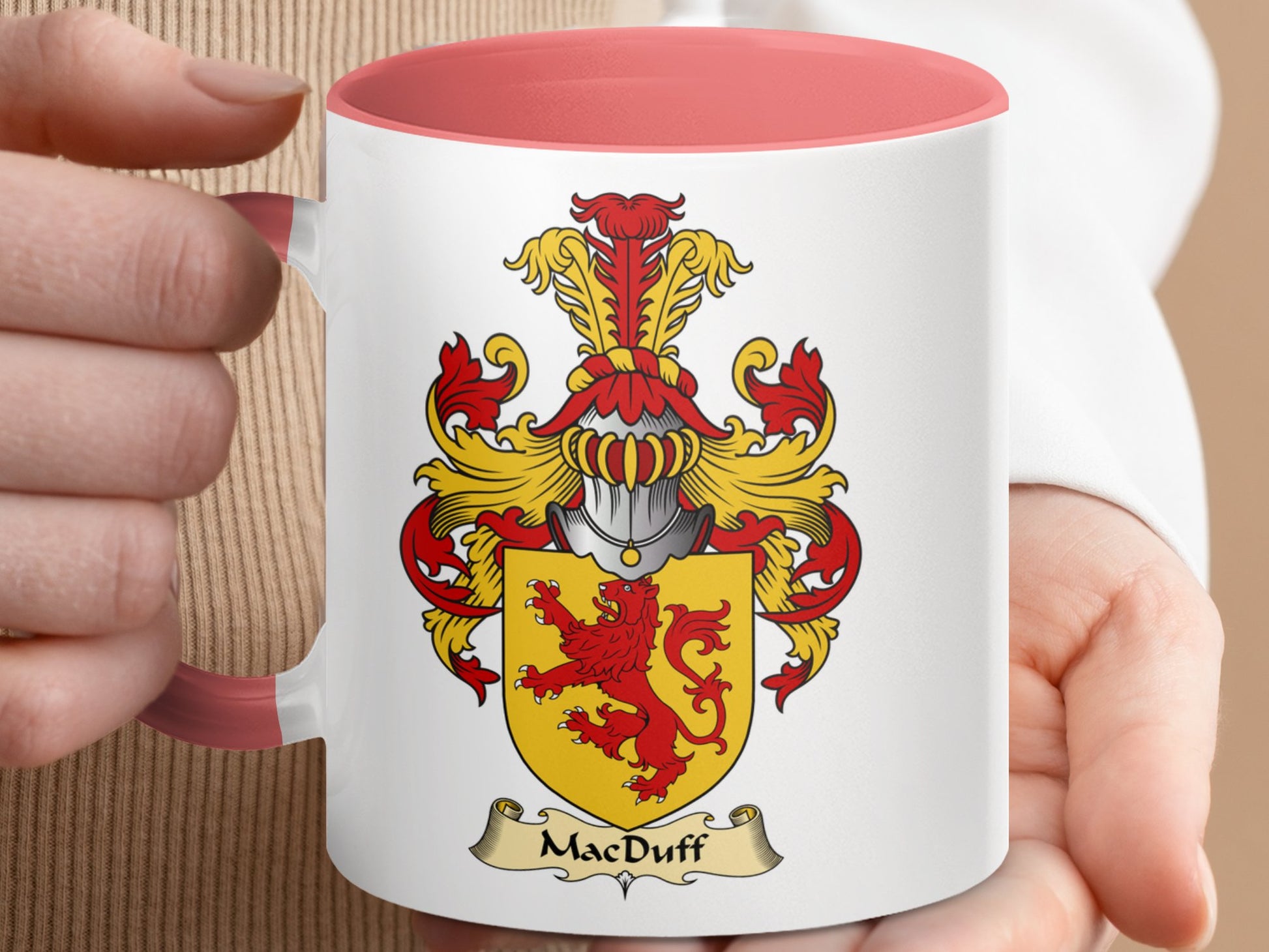 MacDuff Family Crest Red and Gold Emblem Coffee Mug - Living Stone Gifts