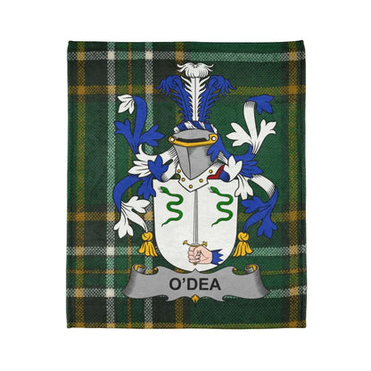 O'Dea Coat of Arms Blanket with Green Plaid Pattern product