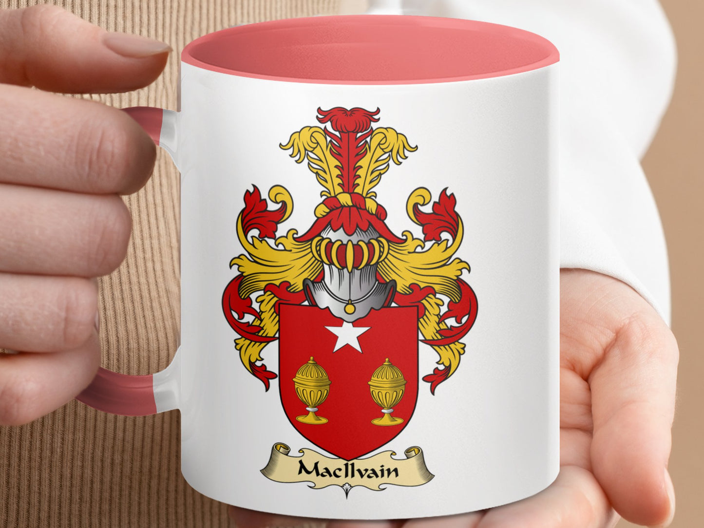 MacIlvain Family Coat of Arms Emblem Accent Mug - Living Stone Gifts