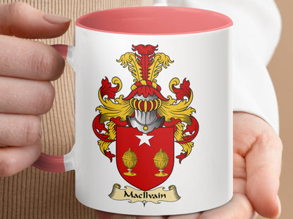 MacIlvain Family Coat of Arms Emblem Accent Mug - Living Stone Gifts