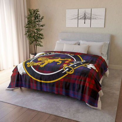 Broun Clan Crest Scottish Tartan Blanket - Celtic Ancestry Gifts