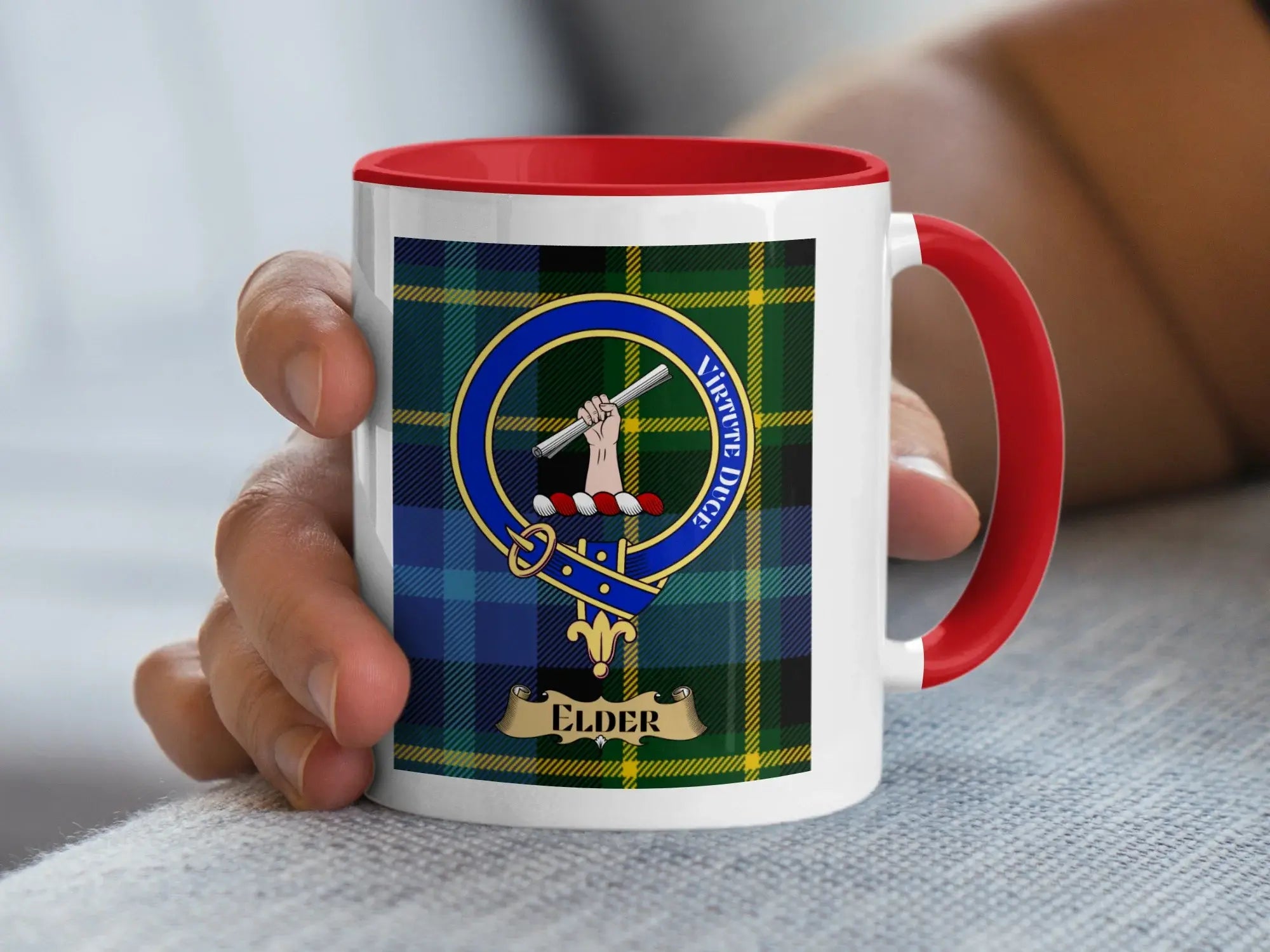 Elder family crest ceramic mug for everyday coffee and tea