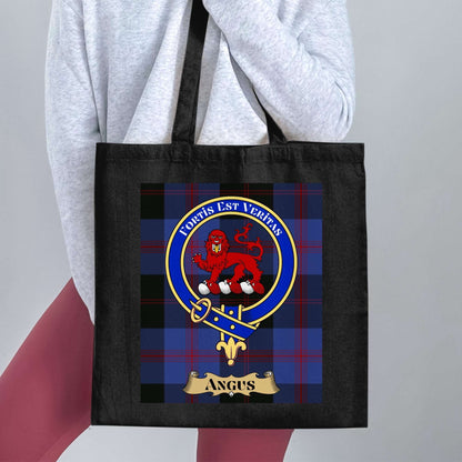 Angus clan Scottish Tartan Crest Tote Bag - Living Stone Gifts