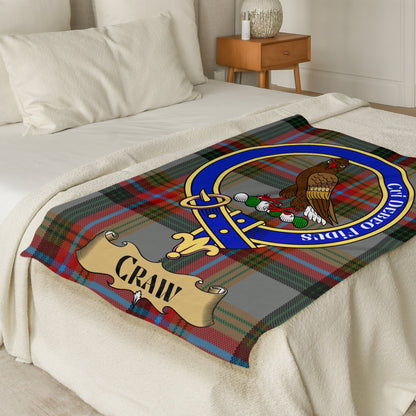 Scottish Clan Craw Crest Tartan Throw Blanket - Living Stone Gifts