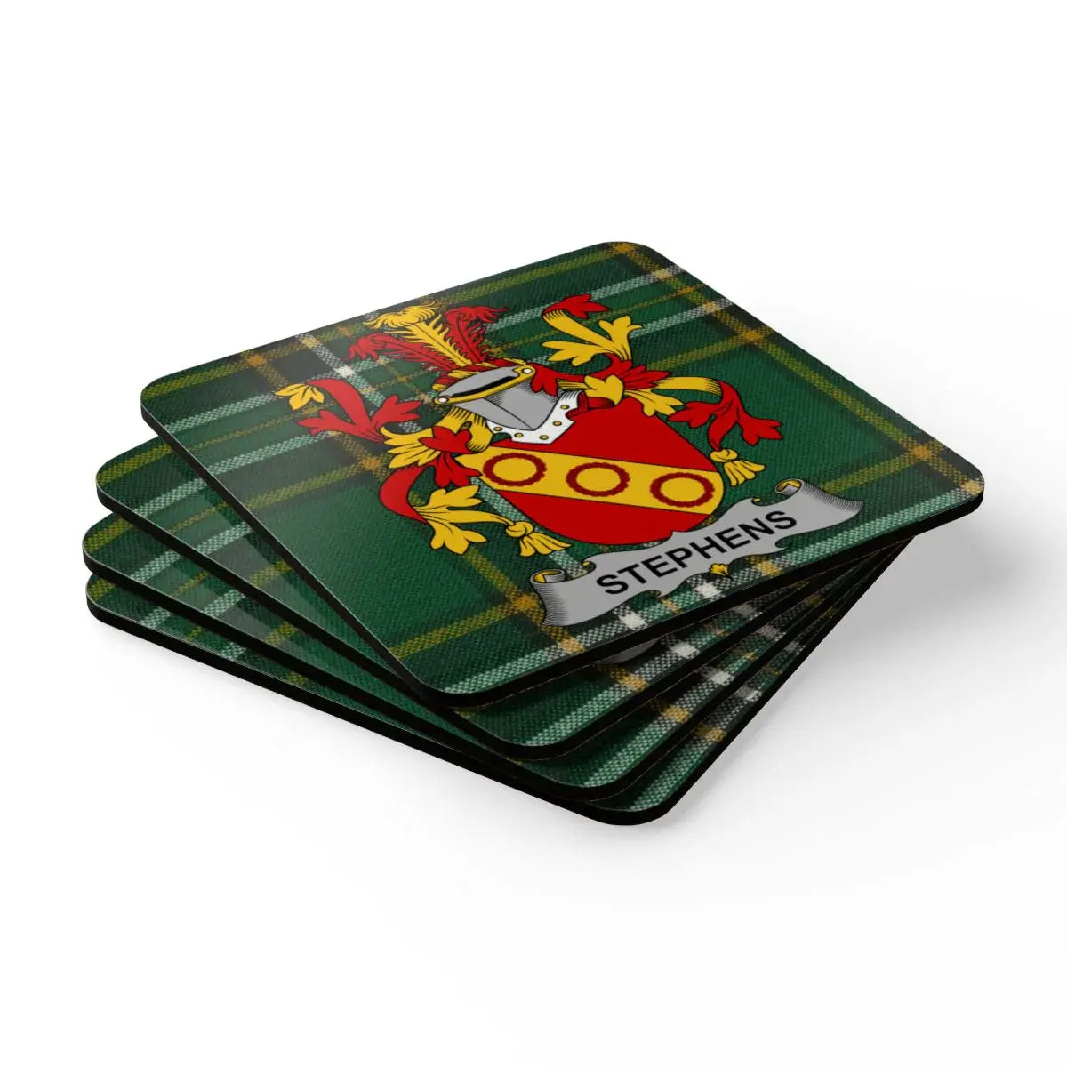 Stephens Family Plaid Crest Coaster Set product type