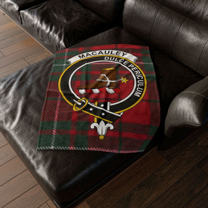 MacAuley Clan Tartan Blanket – Scottish Crest Throw, Soft & Cozy - Celtic Ancestry Gifts