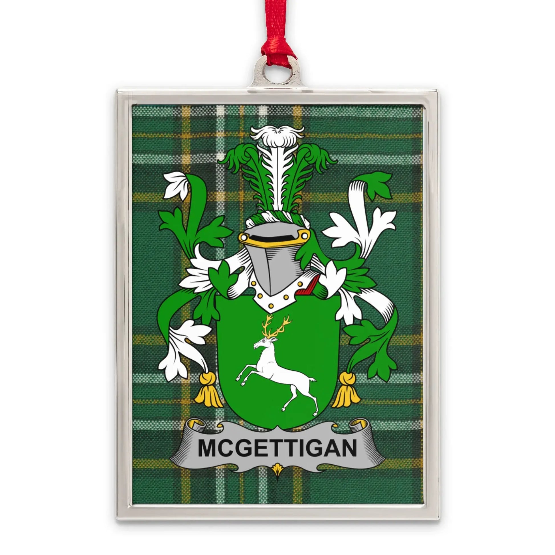 McGettigan Family Crest Plaid Background Ornament product