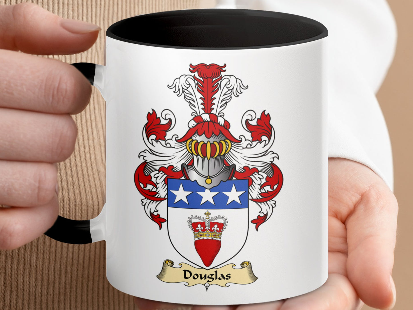 Clan Douglas Scottish Coat of Arms Accent Coffee Mug - Living Stone Gifts