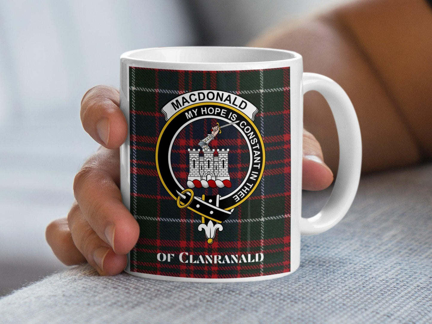 MacDonald Clanranald Crest Tartan Mug - Living Stone Gifts