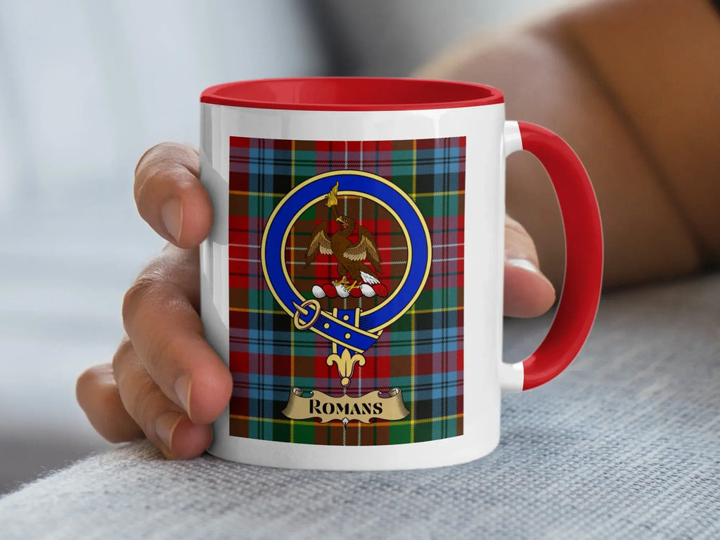 Romans Clan Tartan Design Mug with Eagle Crest