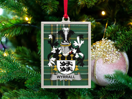 Unique Wyrall Family Crest Plaid Holiday Ornament product type