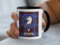 Watters tartan mug with a coloured accent handle and interior