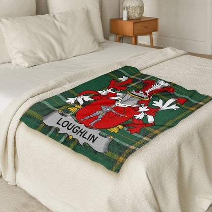 Loughlin Surname Irish Tartan Throw Blanket - Living Stone Gifts