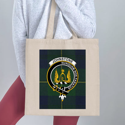 Clan Johnstone Scottish Crest Tartan Tote Bag - Living Stone Gifts