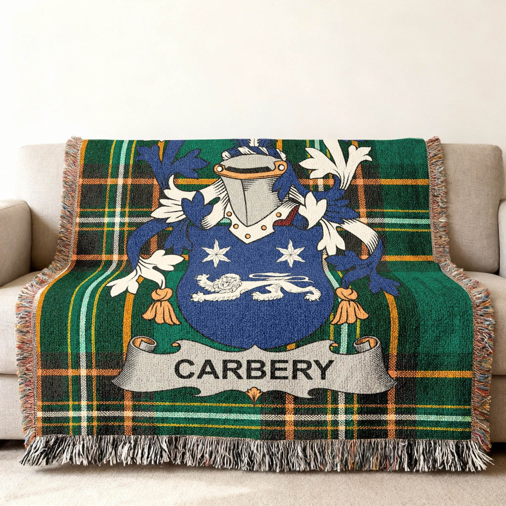 Carbery Family Name Crest Plaid Design Throw Blanket product type