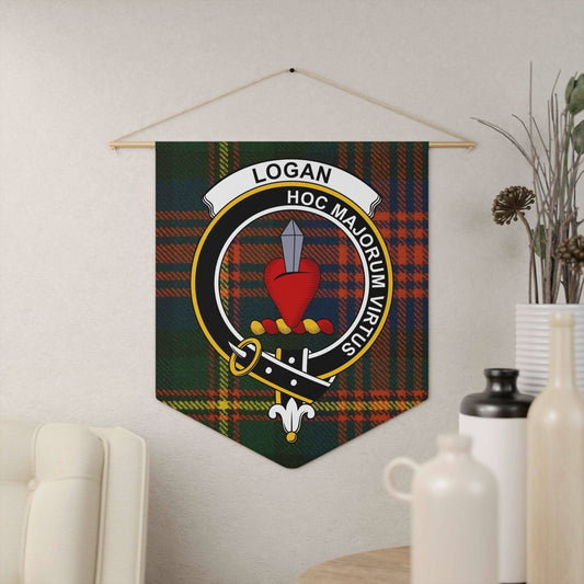 Logan Clan Scottish Tartan Shield Design Wall Pennant - Celtic Ancestry Gifts