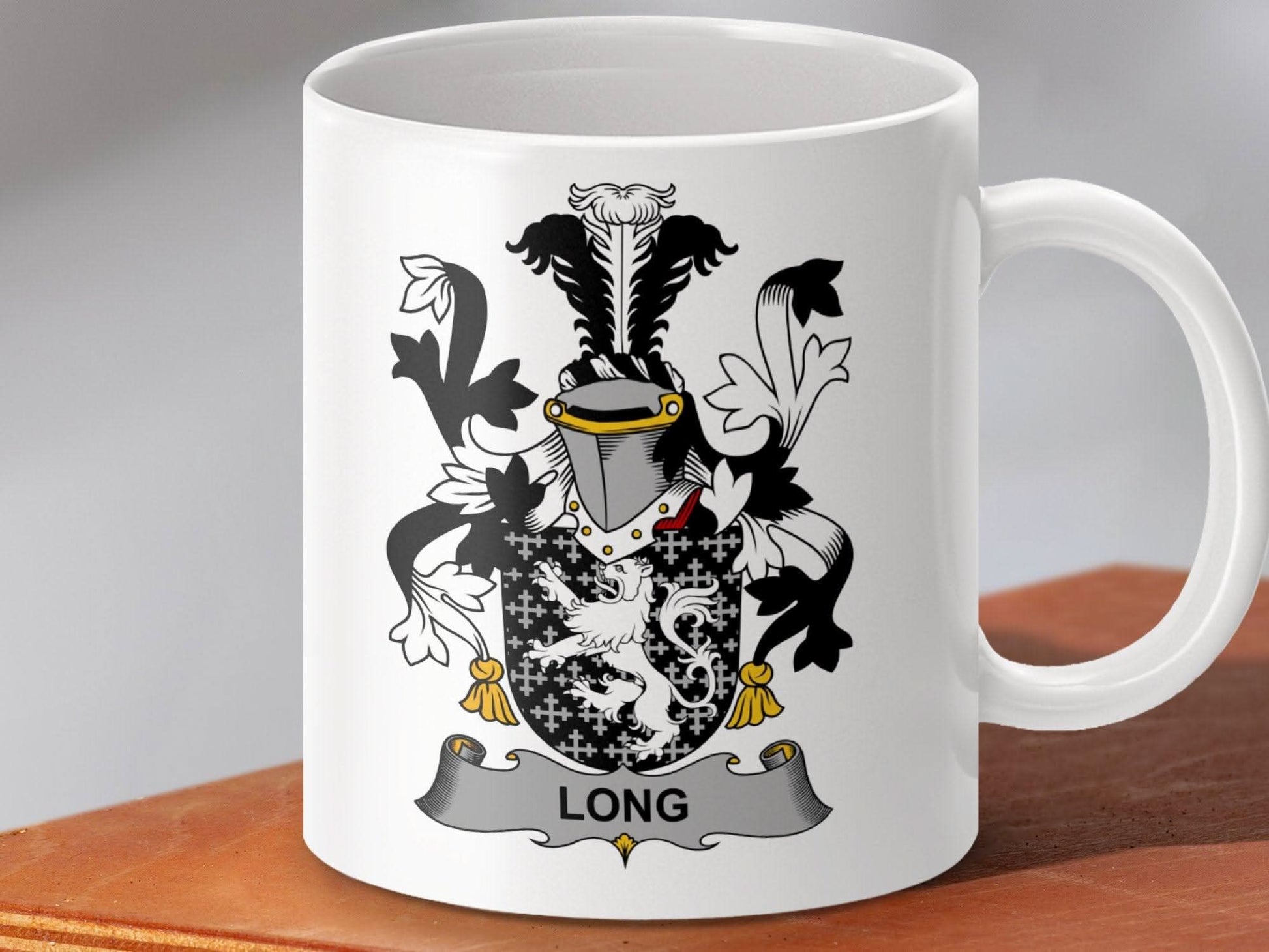 Long Surname Irish Family Coat of Arms Mug - Celtic Ancestry Gifts