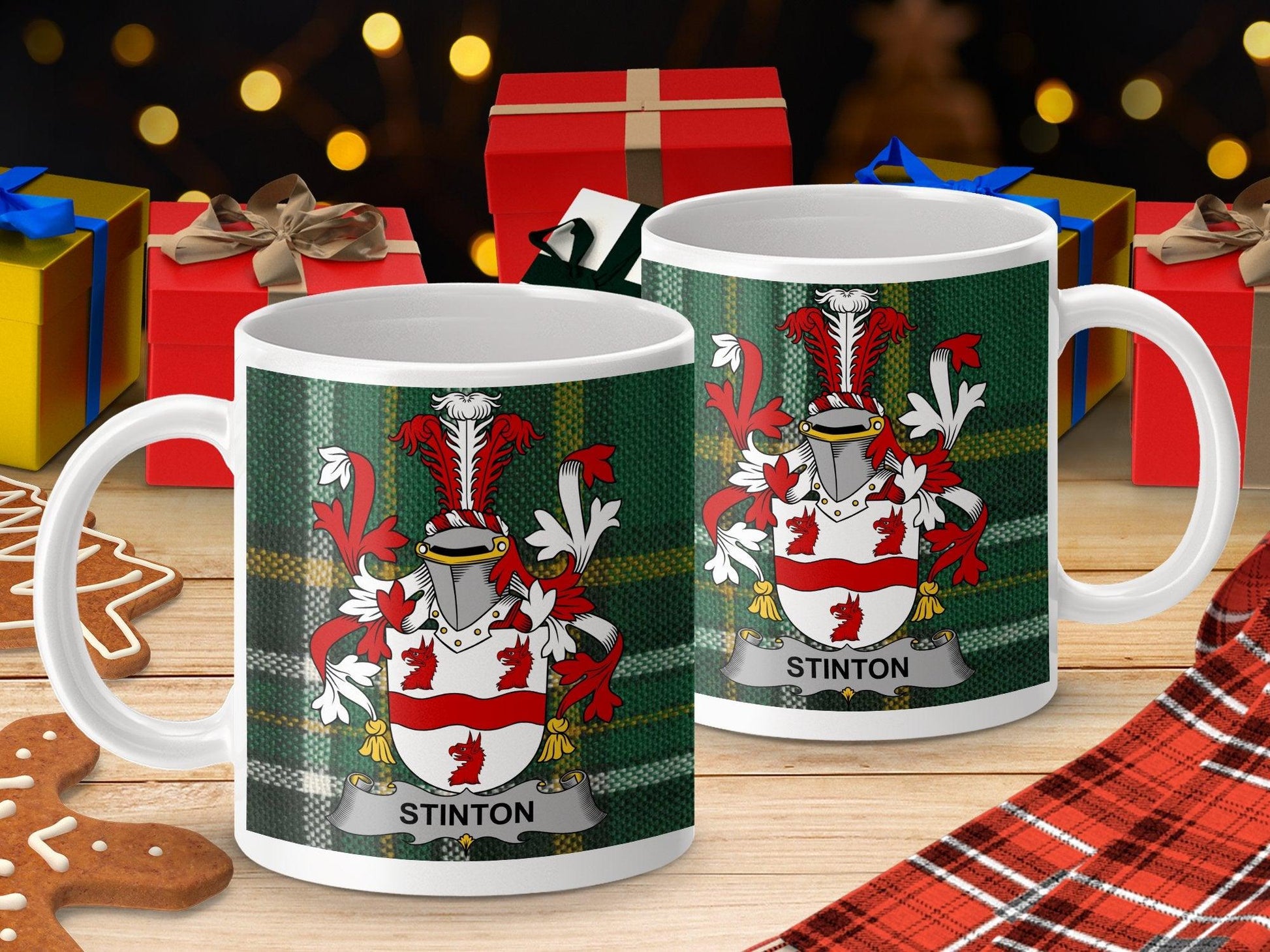 Personalized Stinton Family Crest Mugs, Custom Heraldic Symbol Coffee Cups, Unique Gift Idea