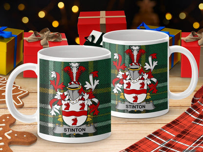 Personalized Stinton Family Crest Mugs, Custom Heraldic Symbol Coffee Cups, Unique Gift Idea