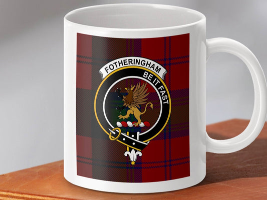 Fotheringham Crest Plaid Design White Mug product type