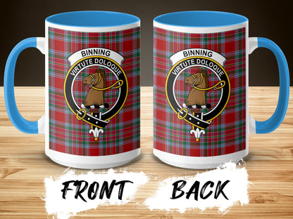 Binning Virtute Doloque Crest Tartan Pattern Mug - Living Stone Gifts