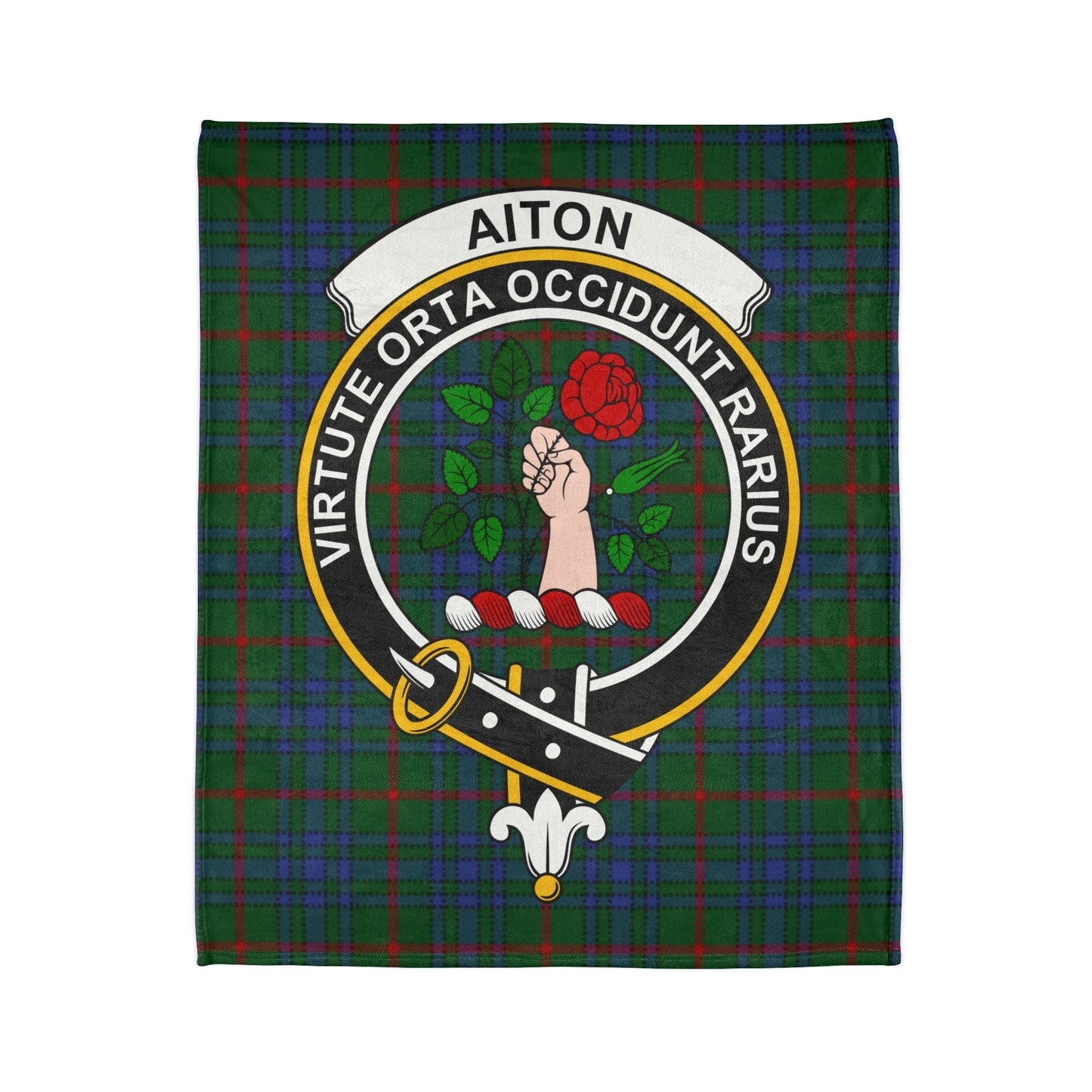 Aiton Clan Crest Tartan Scottish Throw Blanket