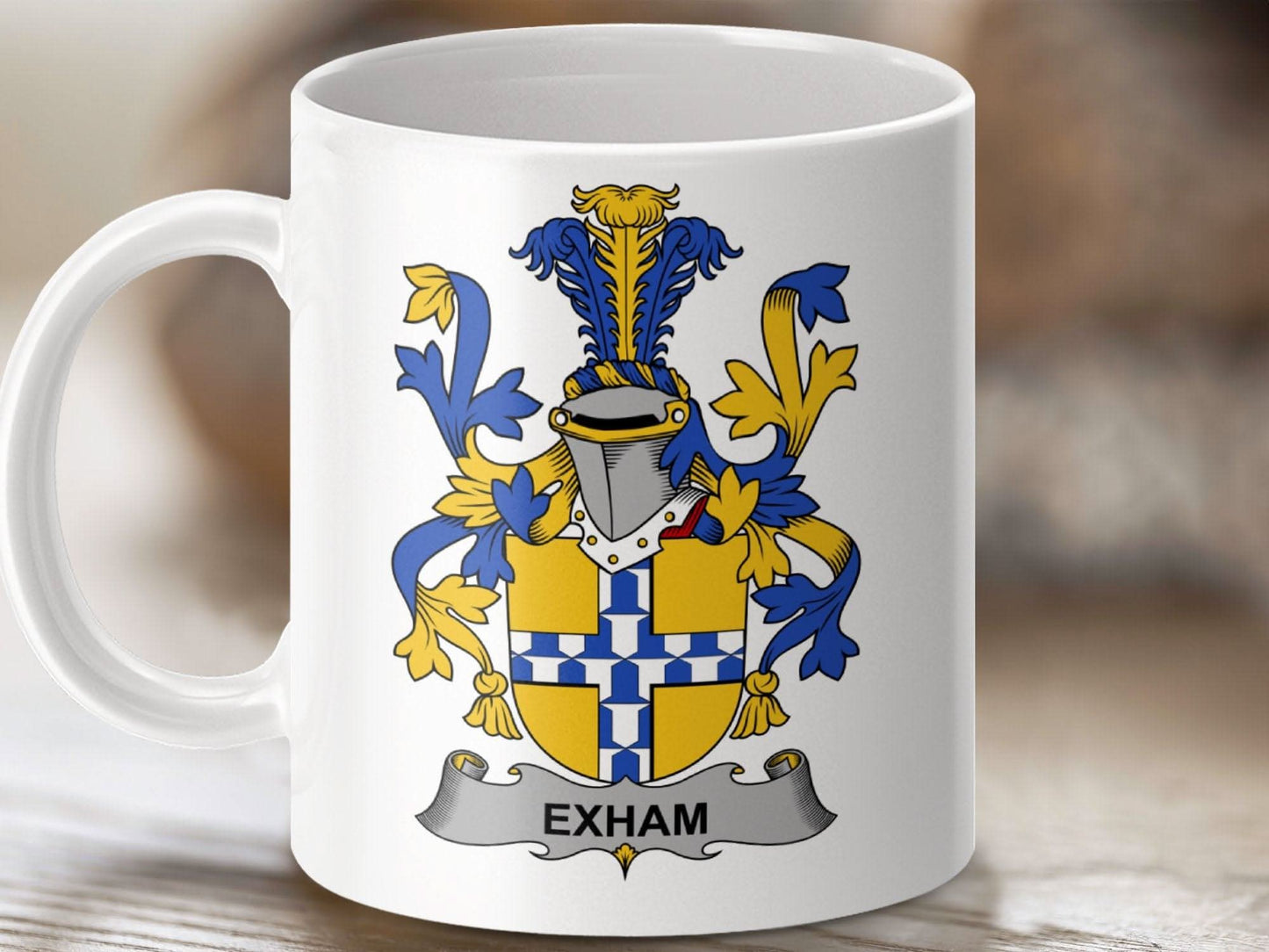 Exham Surname Irish Family Crest Mug - Celtic Ancestry Gifts