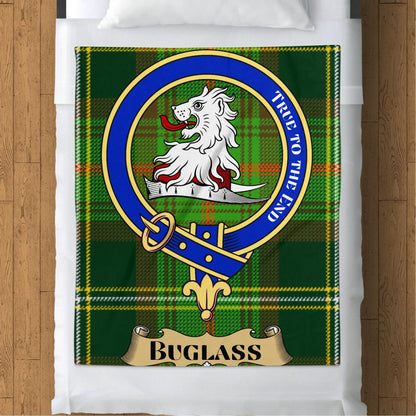 Scottish Clan Buglass Crest Tartan Throw Blanket - Living Stone Gifts