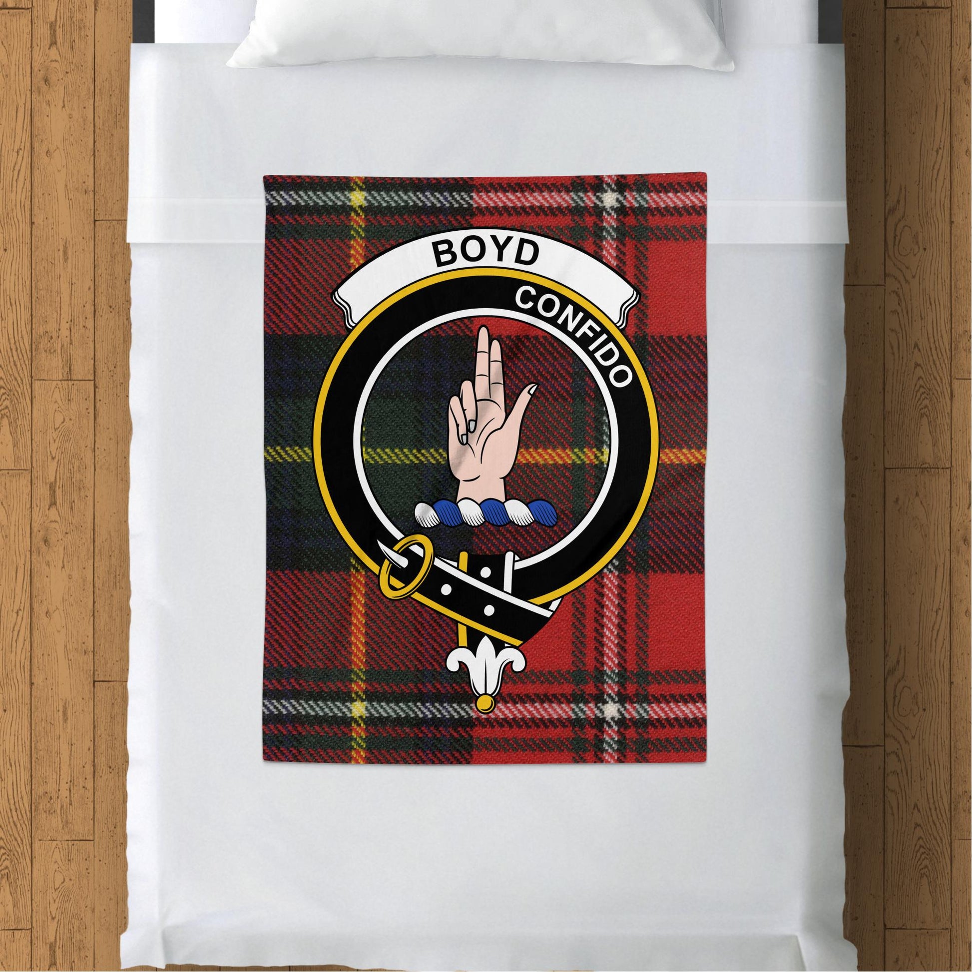 Scottish Clan Boyd Crest Tartan Throw Blanket - Living Stone Gifts