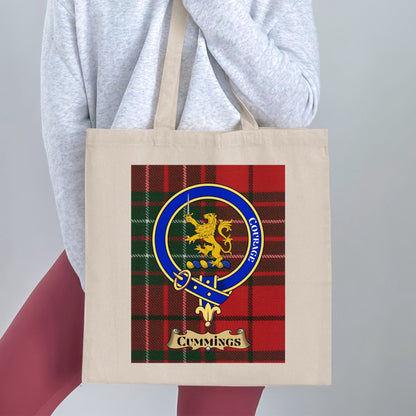 Cummings Clan Scottish Tartan Crest Tote Bag - Living Stone Gifts