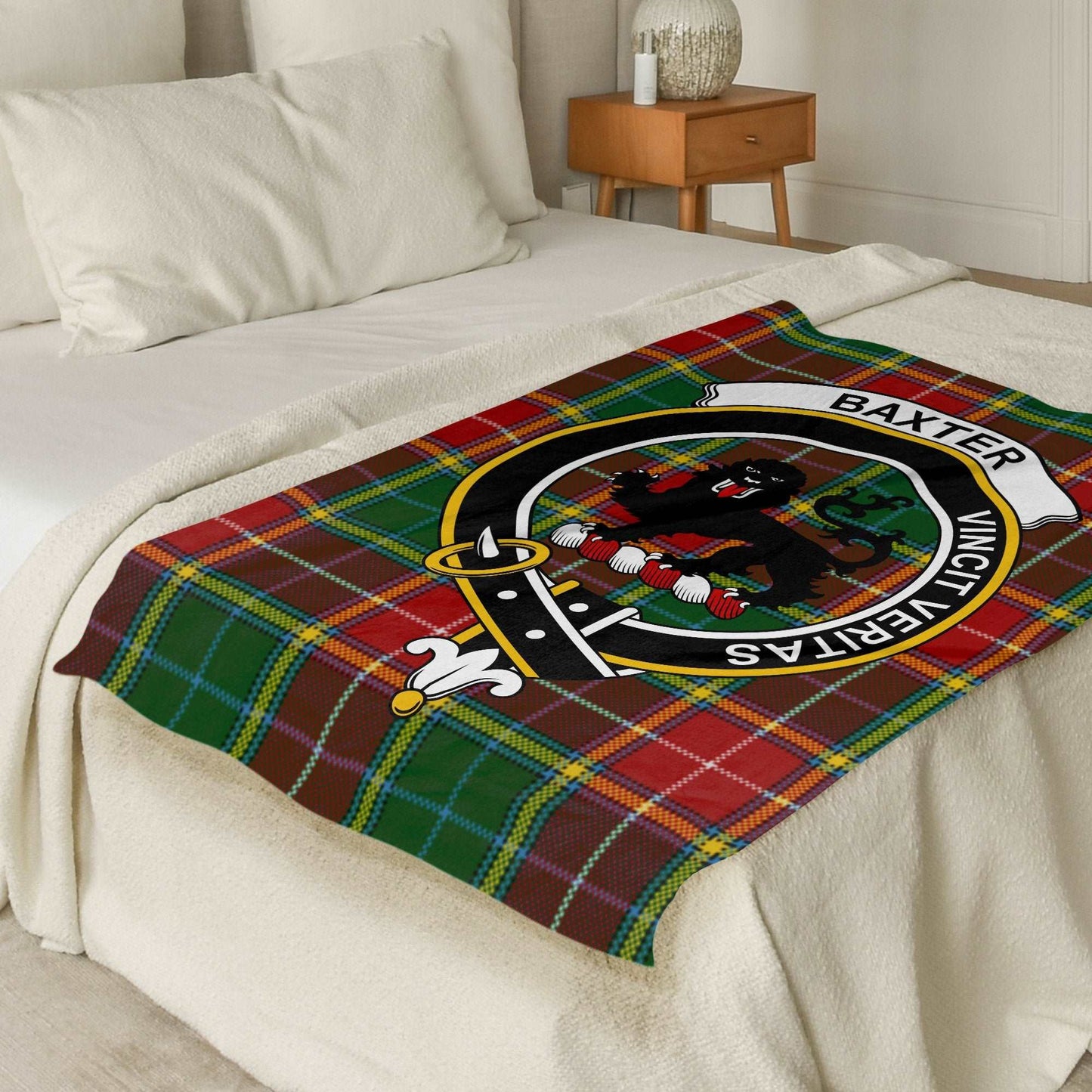 Baxter Scottish Tartan Crest Throw Blanket - Living Stone Gifts