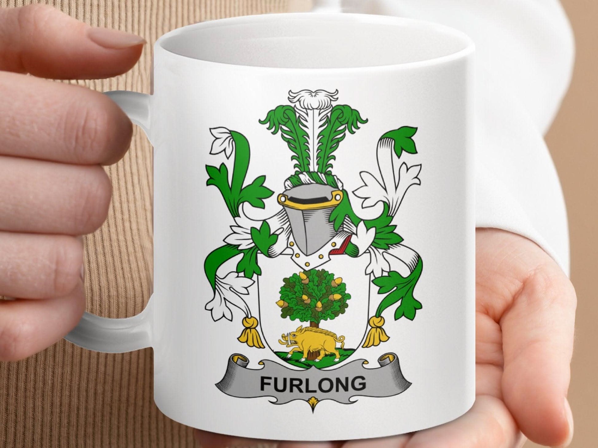Furlong Surname Irish Family Crest Mug - Celtic Ancestry Gifts