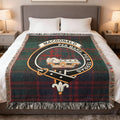 MacDonald clan Per Mare Per Terras emblem tartan throw blanket — 100% cotton woven with crest