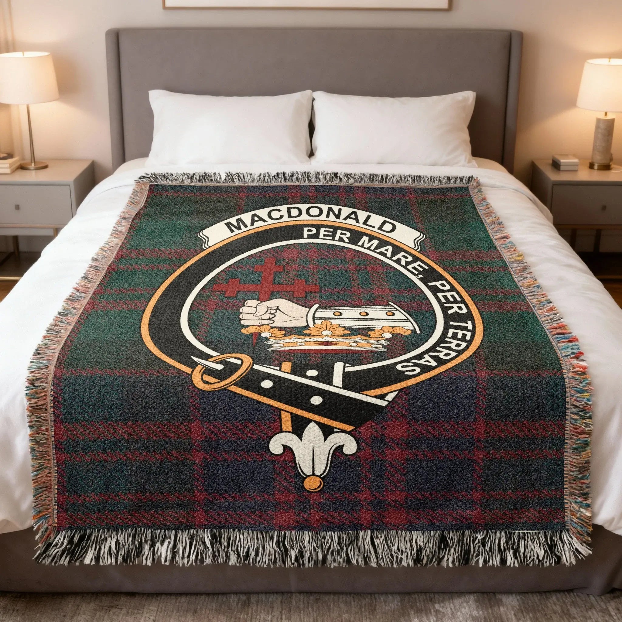 MacDonald clan tartan woven blanket example for custom Scottish blanket