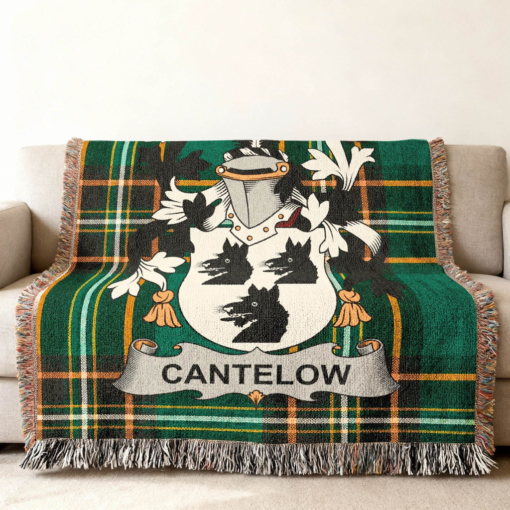 Cantelow Family Name Crest Green Black Plaid Blanket product type